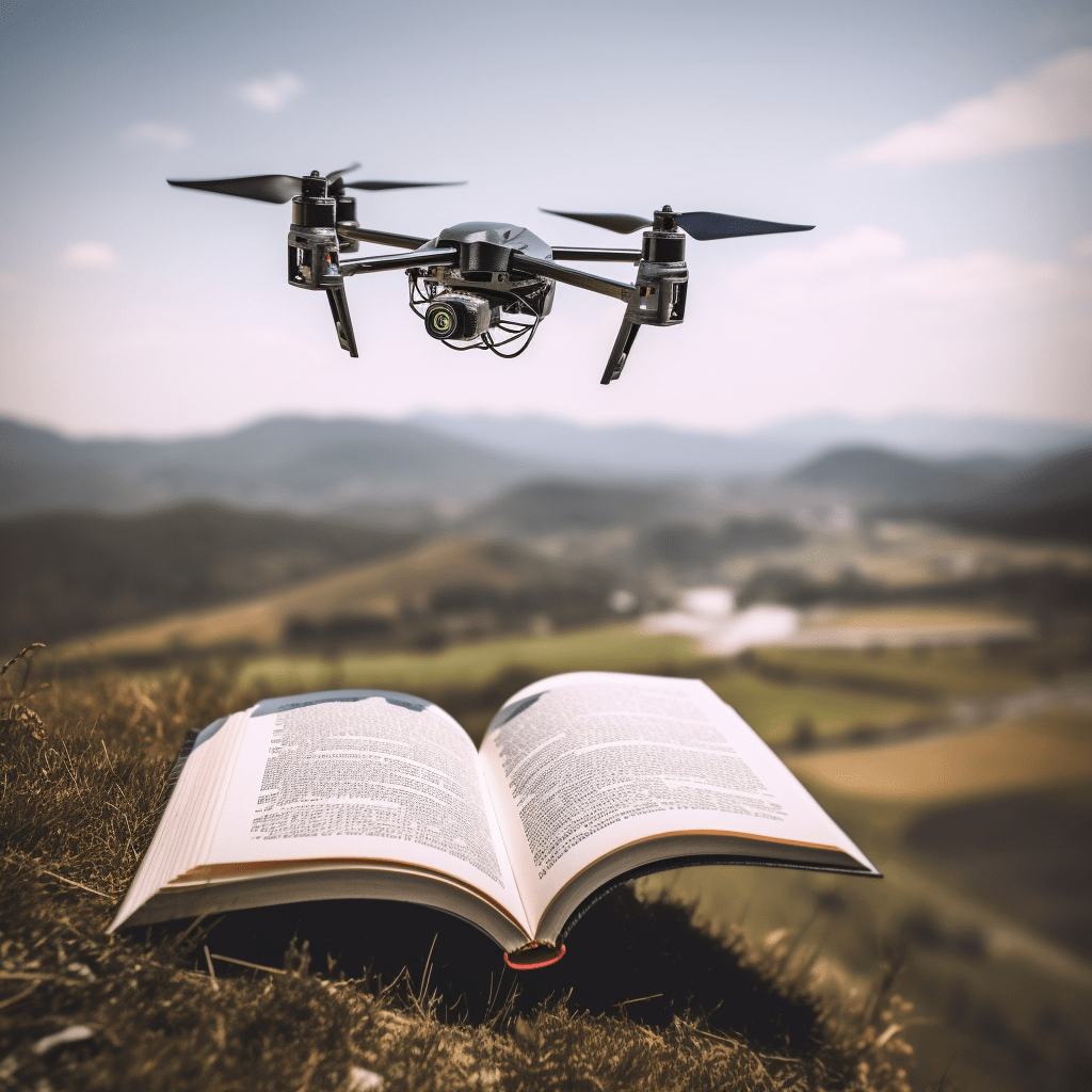 FPV drones learn to fly Flying Drone reading a book on how to fly drones