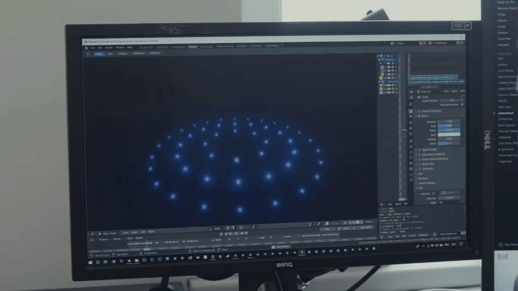 3D animation software to create a drone show choreography